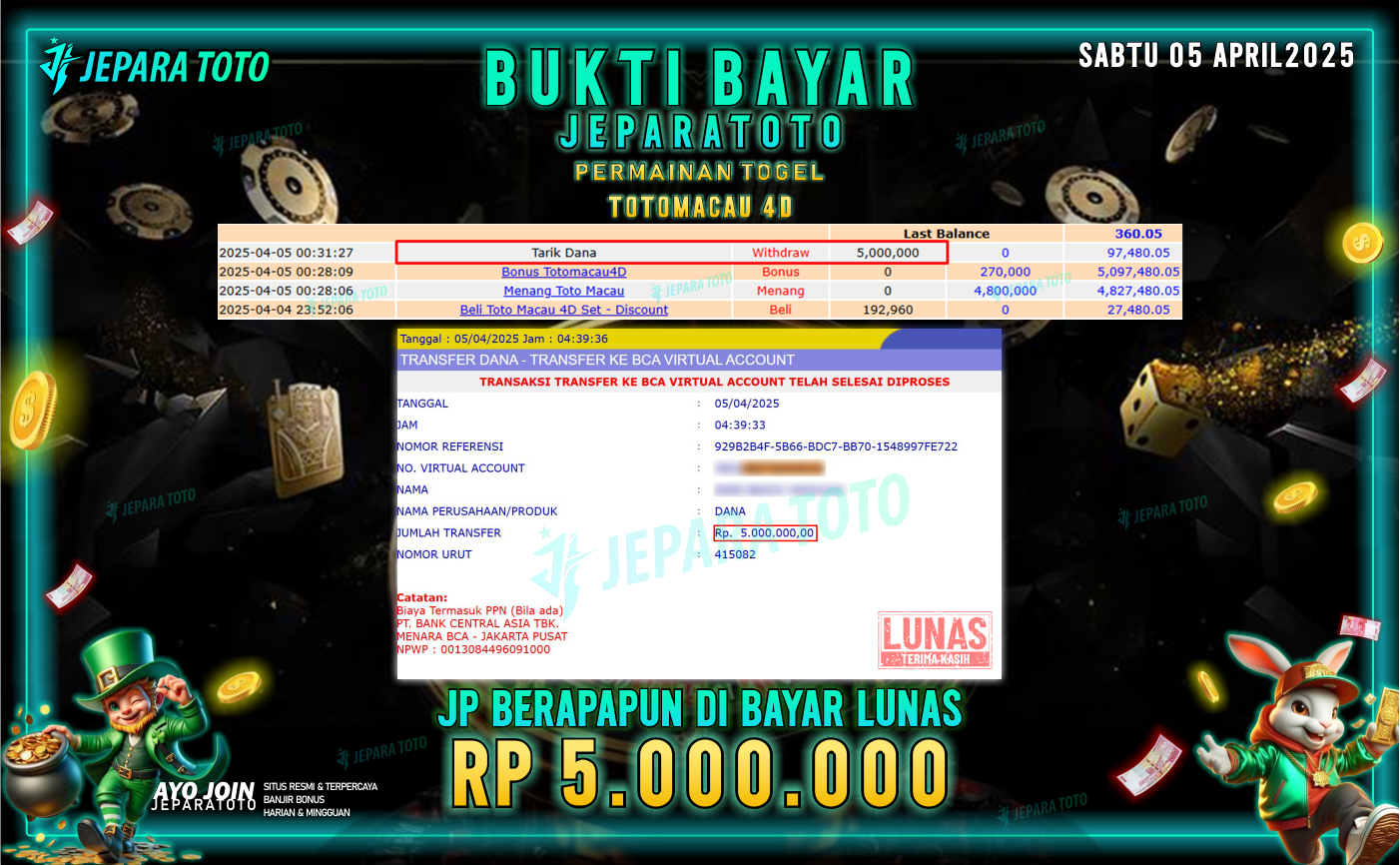 BUKTI KEMENANGAN TOGEL MEMBER JEPARATOTO | TOTOMACAU 4D