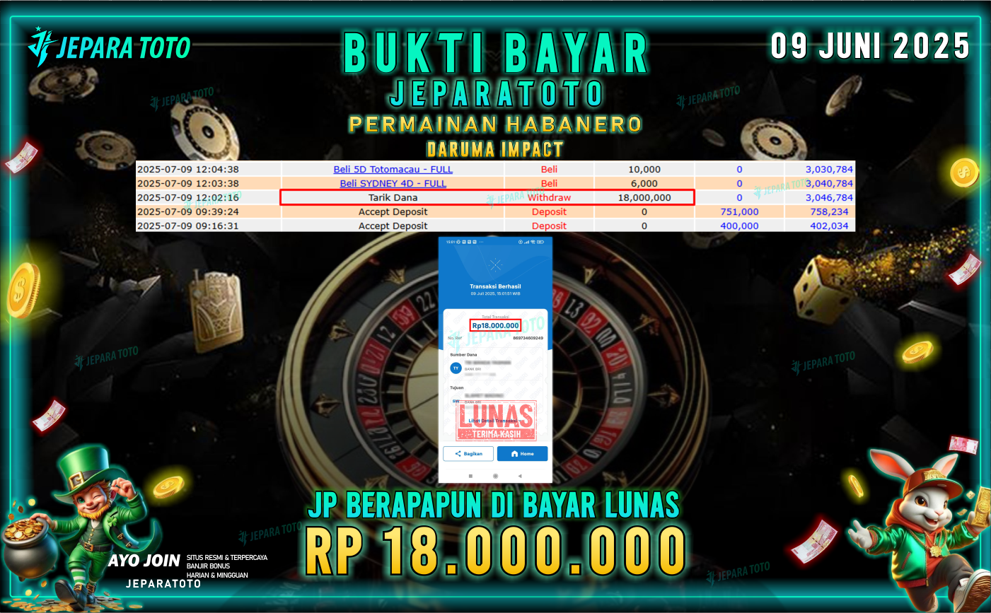 BUKTI KEMENANGAN MEMBER JEPARATOTO | DARUMA IMPACT