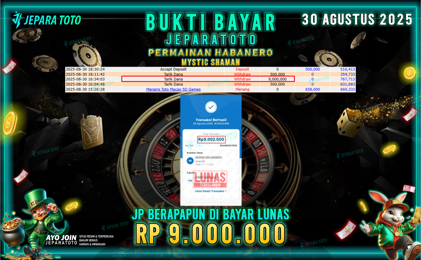 BUKTI KEMENANGAN MEMBER JEPARATOTO | MYSTIC SHAMAN