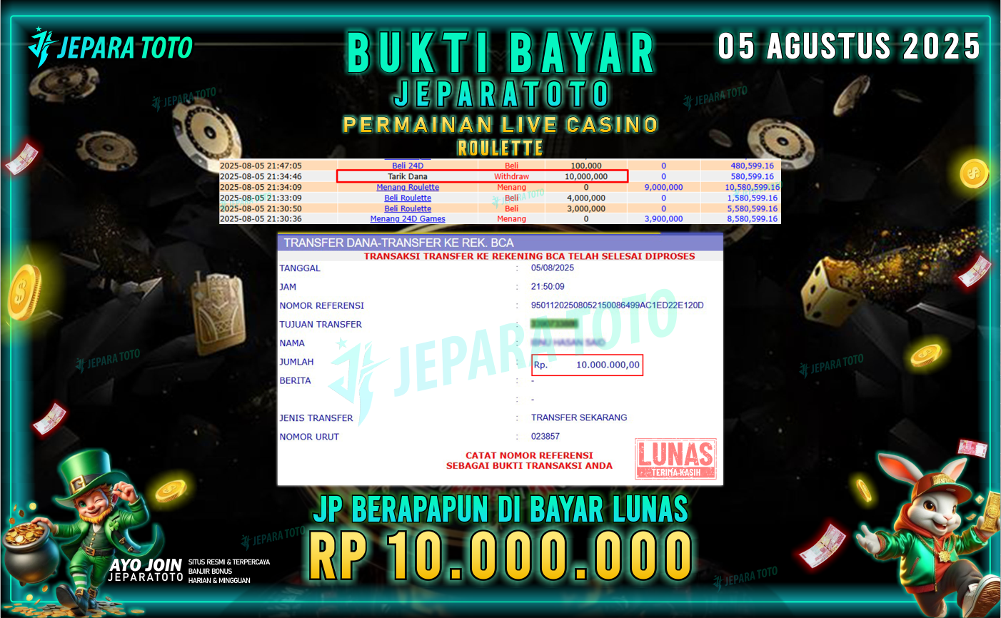 BUKTI KEMENANGAN MEMBER JEPARATOTO | ROULETTE