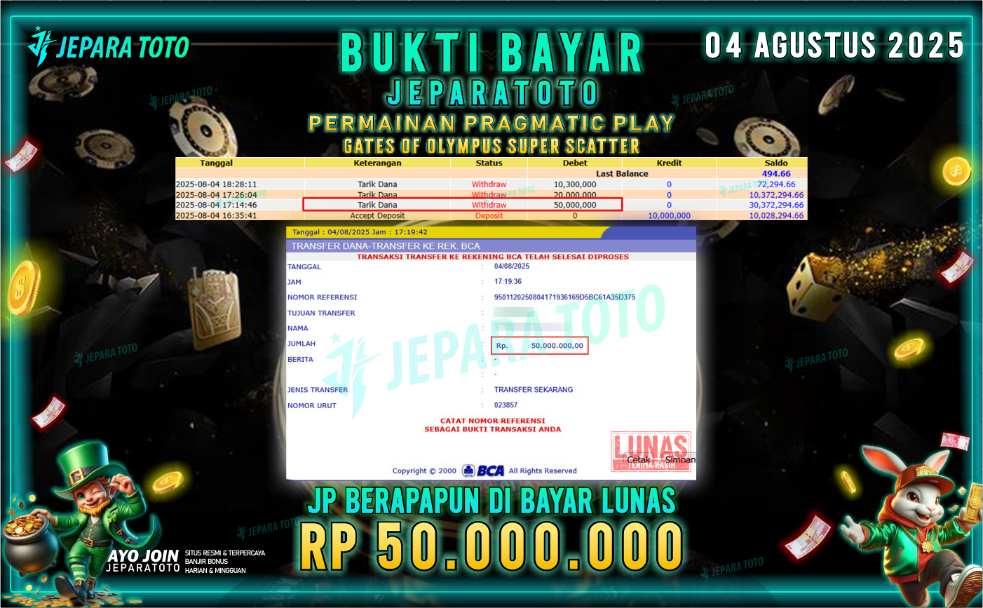 BUKTI KEMENANGAN MEMBER JEPARATOTO | GATES OF OLYMPUS SUPER SCATTER