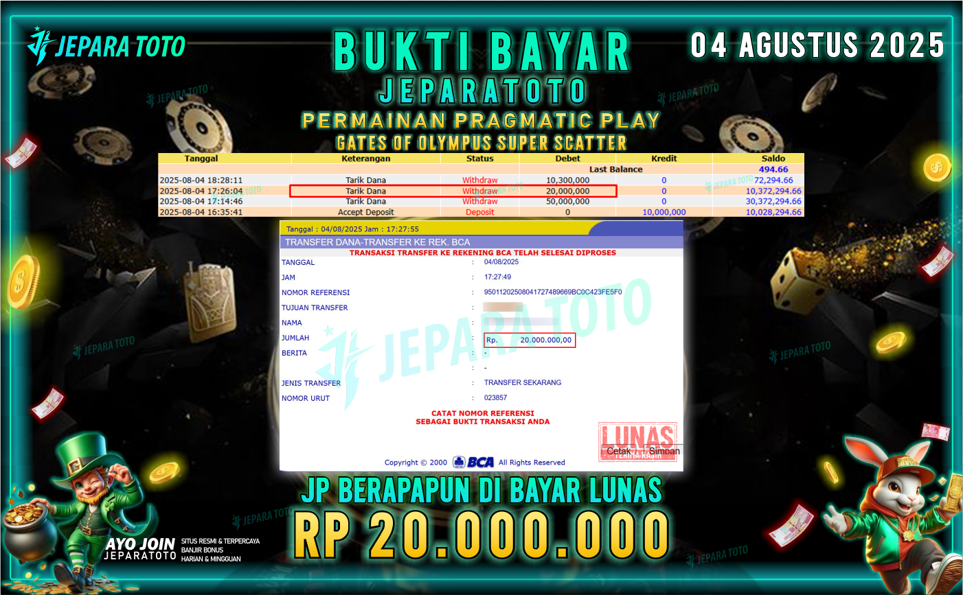 BUKTI KEMENANGAN MEMBER JEPARATOTO | GATES OF OLYMPUS SUPER SCATTER