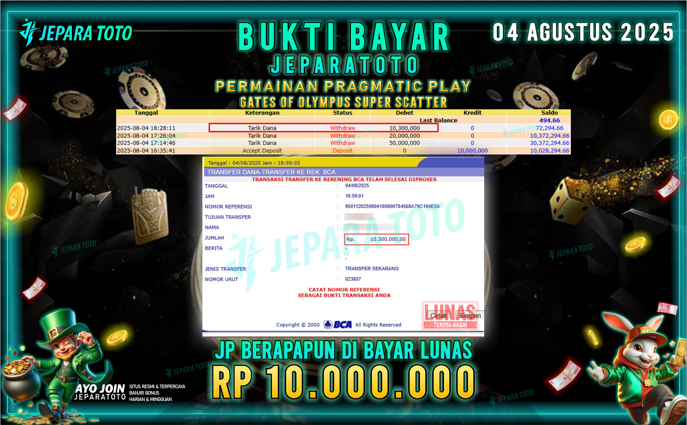 BUKTI KEMENANGAN MEMBER JEPARATOTO | GATES OF OLYMPUS SUPER SCATTER