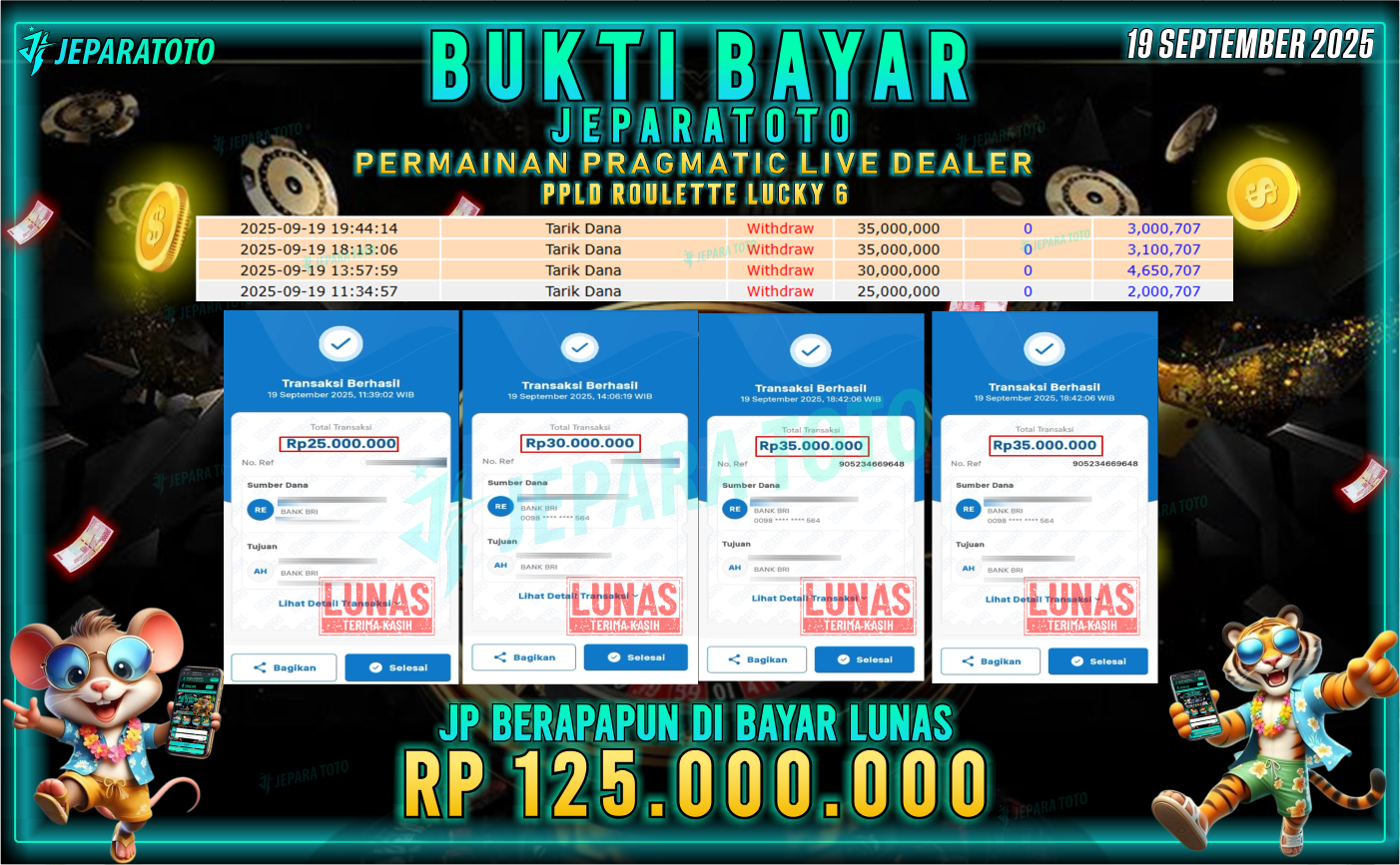 BUKTI KEMENANGAN MEMBER JEPARATOTO | PPLD ROULATTE LUCKY 6