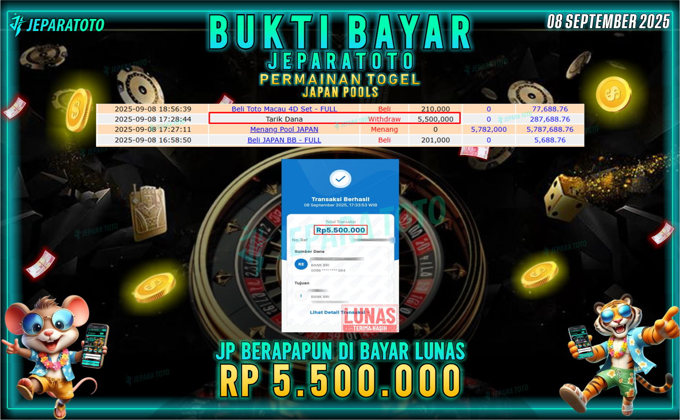 BUKTI KEMENANGAN MEMBER JEPARATOTO | JAPAN POOLS