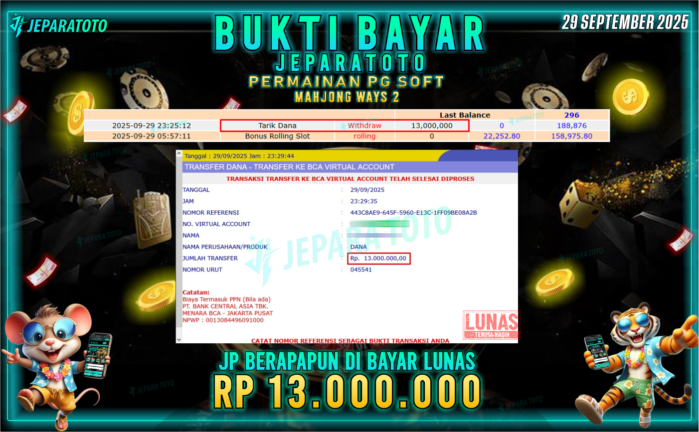 BUKTI KEMENANGAN MEMBER JEPARATOTO | MAHJONG WAYS 2