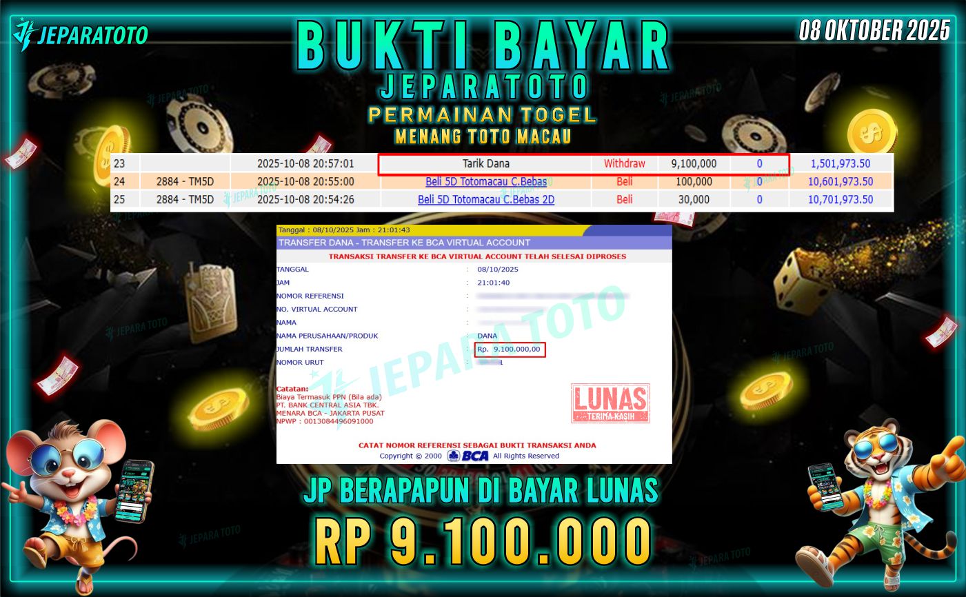 BUKTI KEMENANGAN MEMBER JEPARATOTO TOTO MACAU