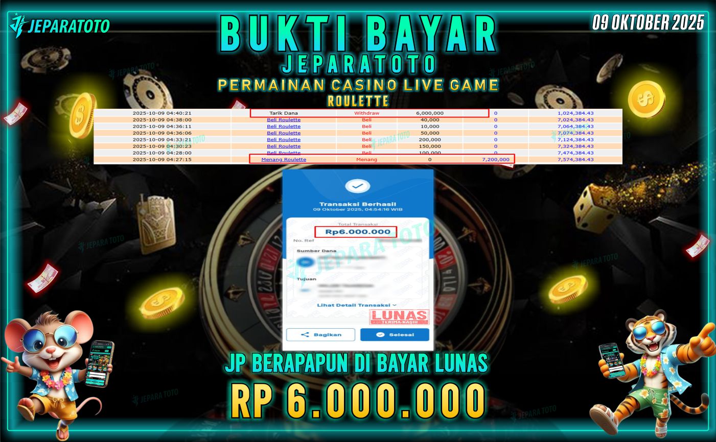 BUKTI KEMENANGAN MEMBER JEPARATOTO | PPLD ROULETTE LUCKY 6