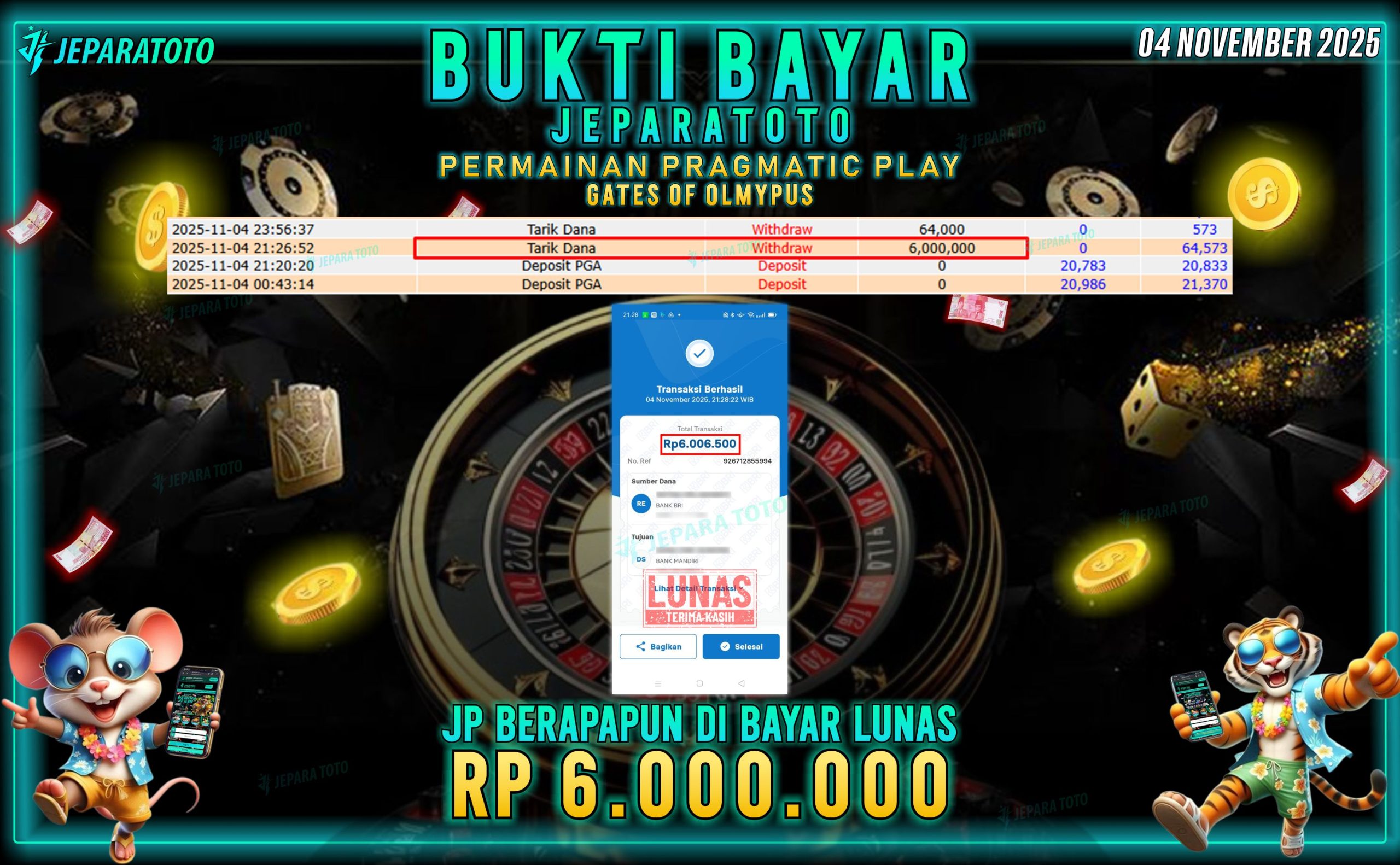 BUKTI KEMENANGAN MEMBER JEPARATOTO | GATES OF OLYMPUS