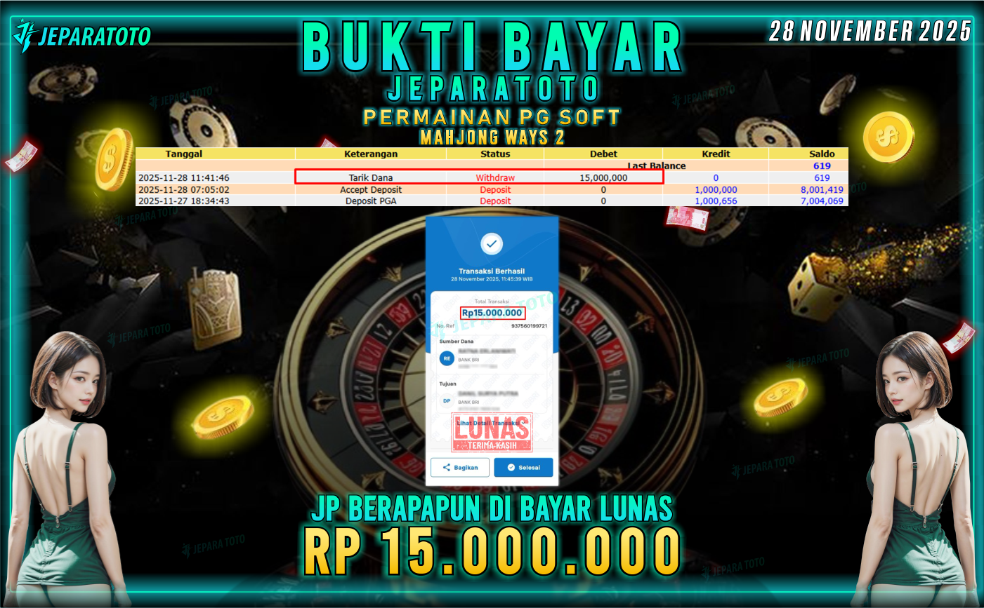 BUKTI KEMENANGAN MEMBER JEPARATOTO | MAHJONG WAYS 2