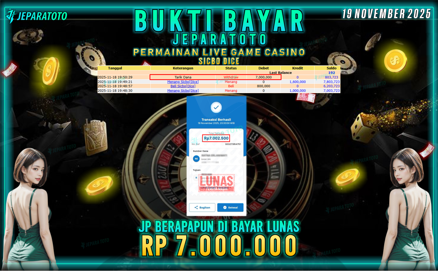 BUKTI KEMENANGAN MEMBER JEPARATOTO | SICBO DICE
