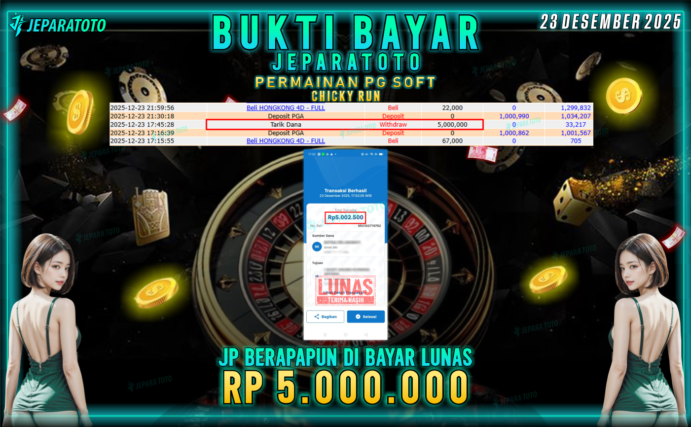 BUKTI KEMENANGAN MEMBER JEPARATOTO | CHICKY RUN