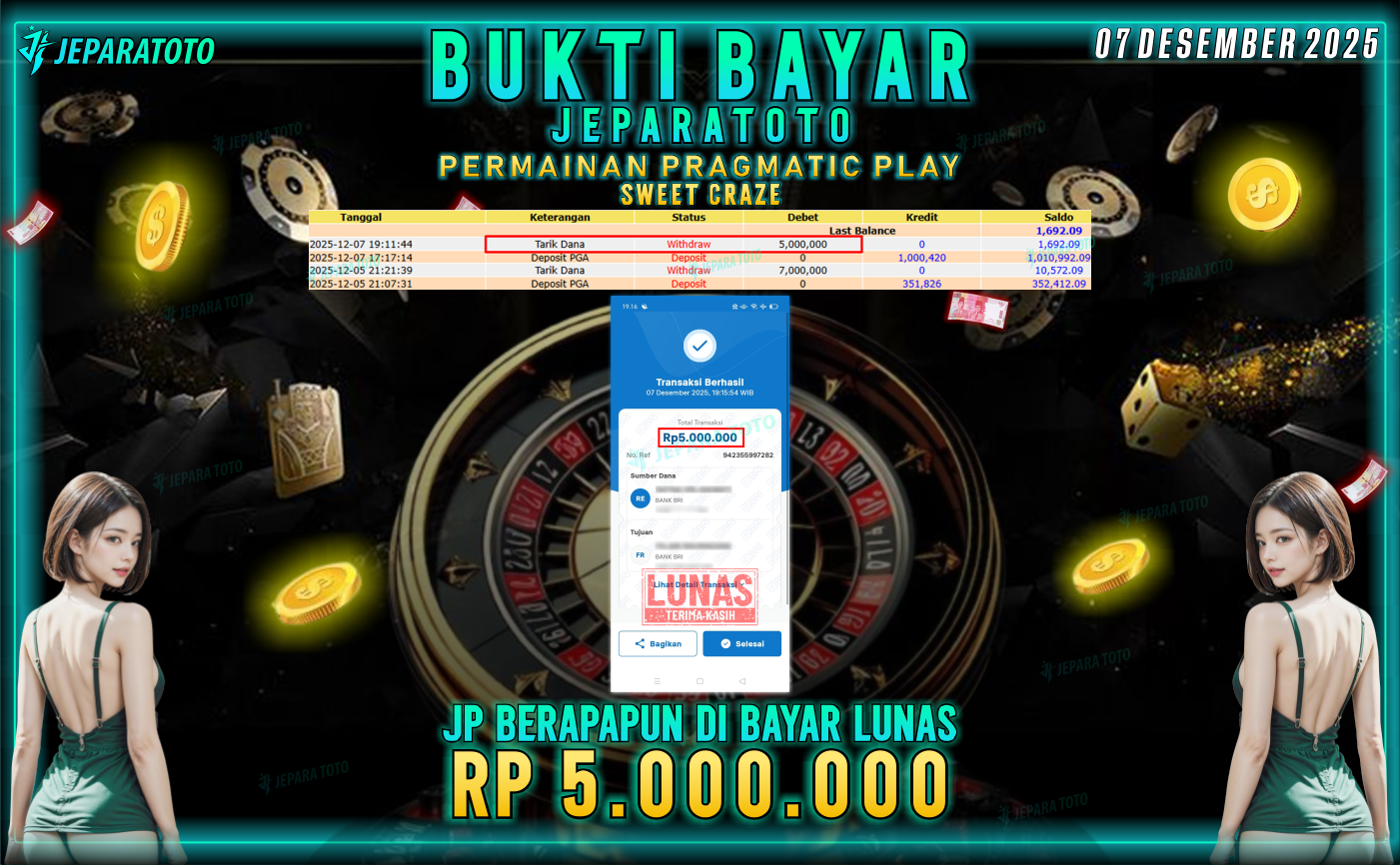 BUKTI KEMENANGAN MEMBER JEPARATOTO | SWEET CRAZE