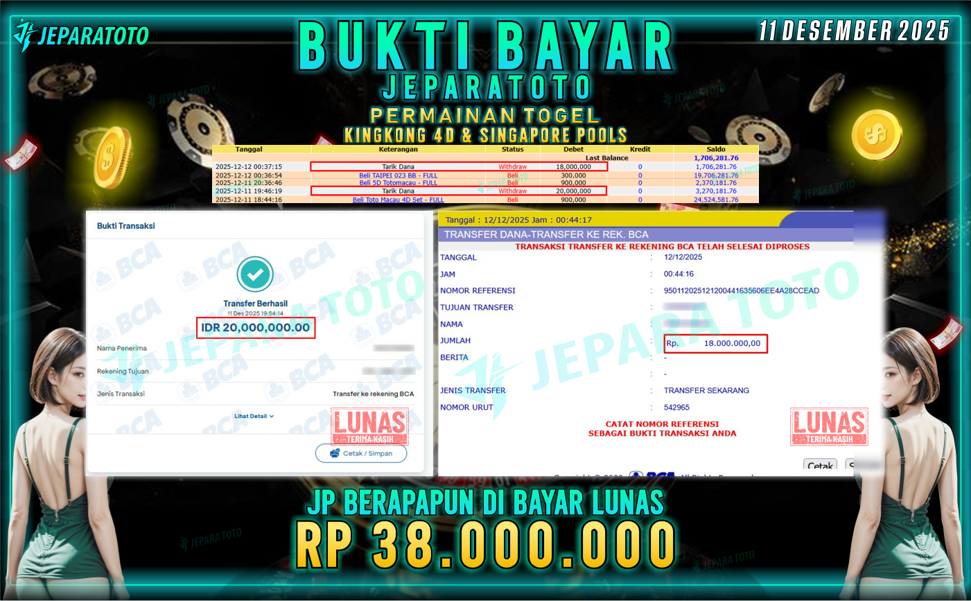 BUKTI KEMENANGAN MEMBER JEPARATOTO | KINGKONG 4D & SINGAPORE POOLS