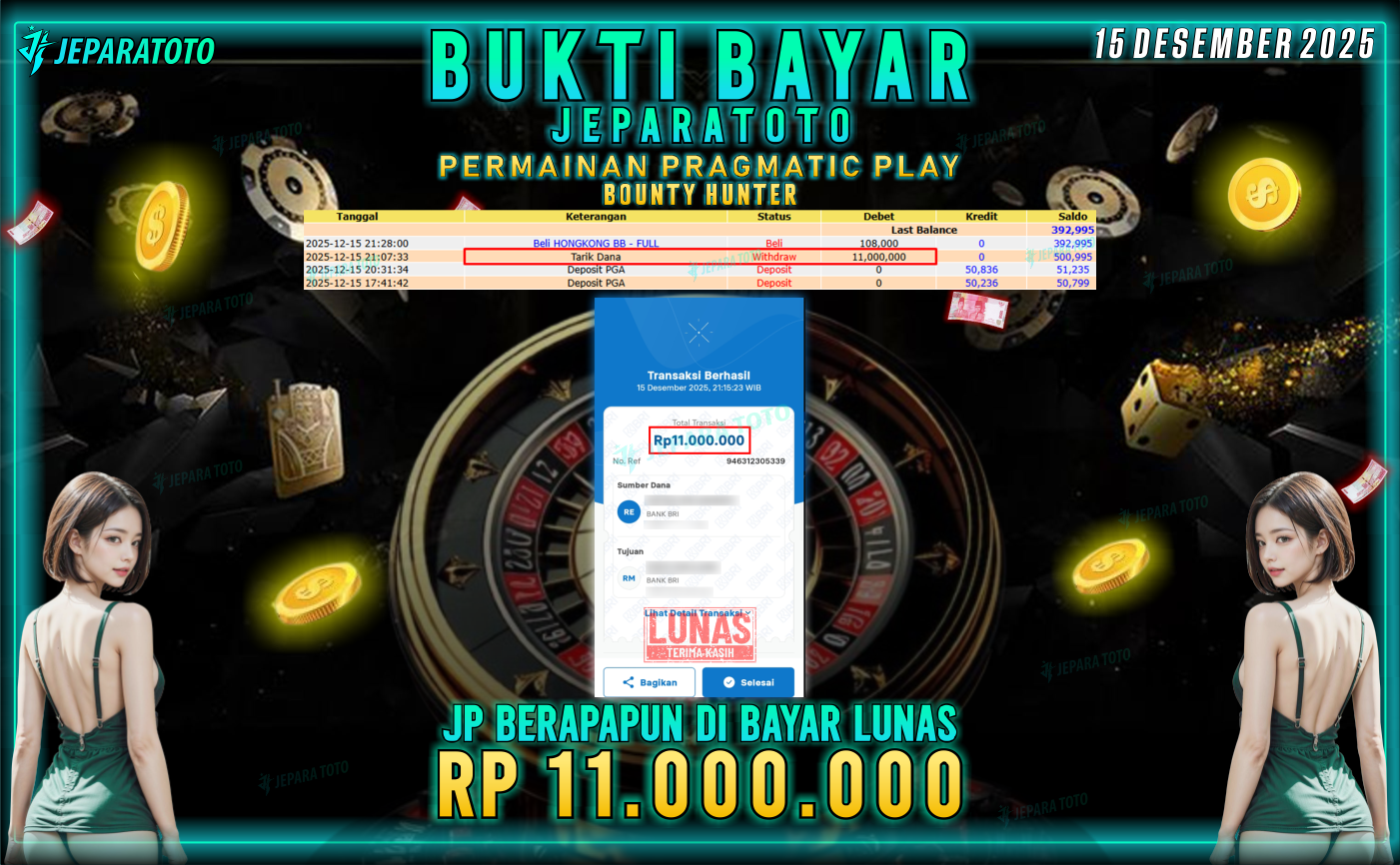 BUKTI KEMENANGAN MEMBER JEPARATOTO | BOUNTY HUNTER
