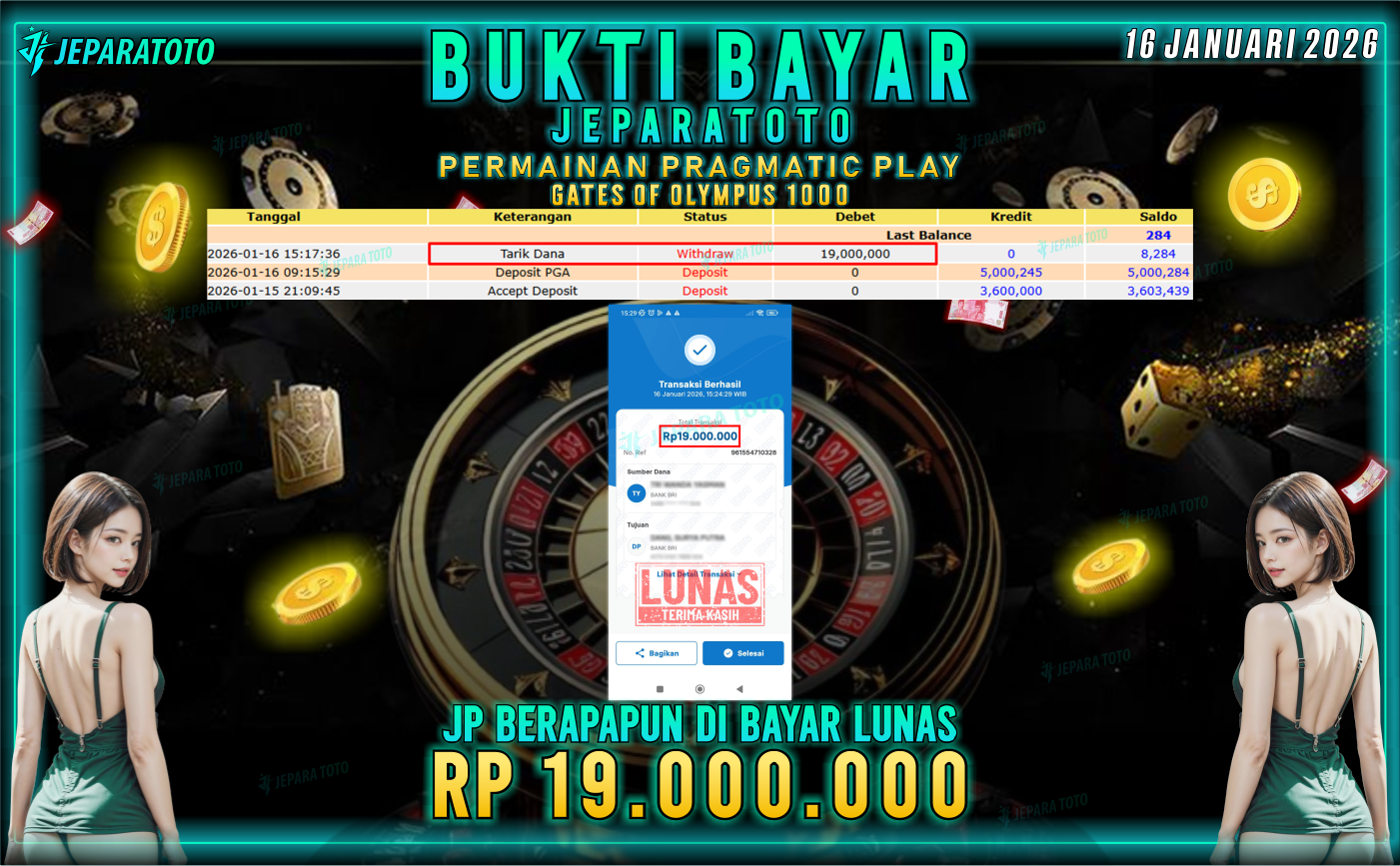 BUKTI KEMENANGAN MEMBER JEPARATOTO | GATES OF OLYMPUS 1000