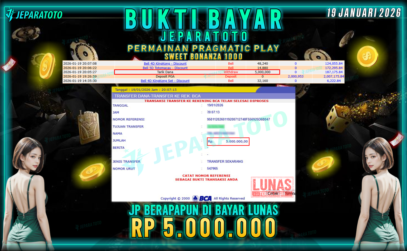 BUKTI KEMENANGAN MEMBER JEPARATOTO | SWEET BONANZA 1000
