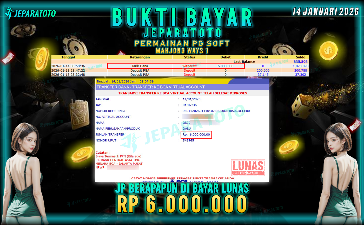 BUKTI KEMENANGAN MEMBER JEPARATOTO | MAHJONG WAYS 1