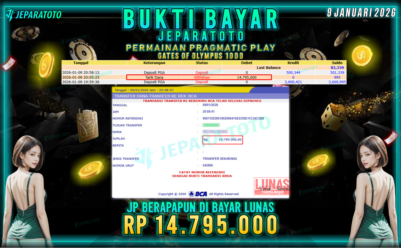 BUKTI KEMENANGAN MEMBER JEPARATOTO | GATES OF OLYMPUS 1000