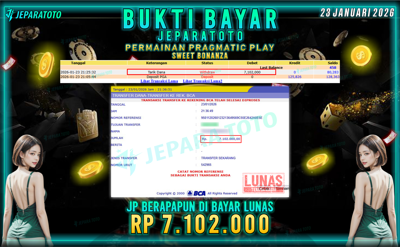 BUKTI KEMENANGAN MEMBER JEPARATOTO | SWEET BONANZA