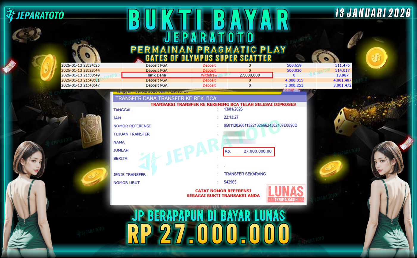 BUKTI KEMENANGAN MEMBER JEPARATOTO | GATES OF OLYMPUS SUPER SCATTER