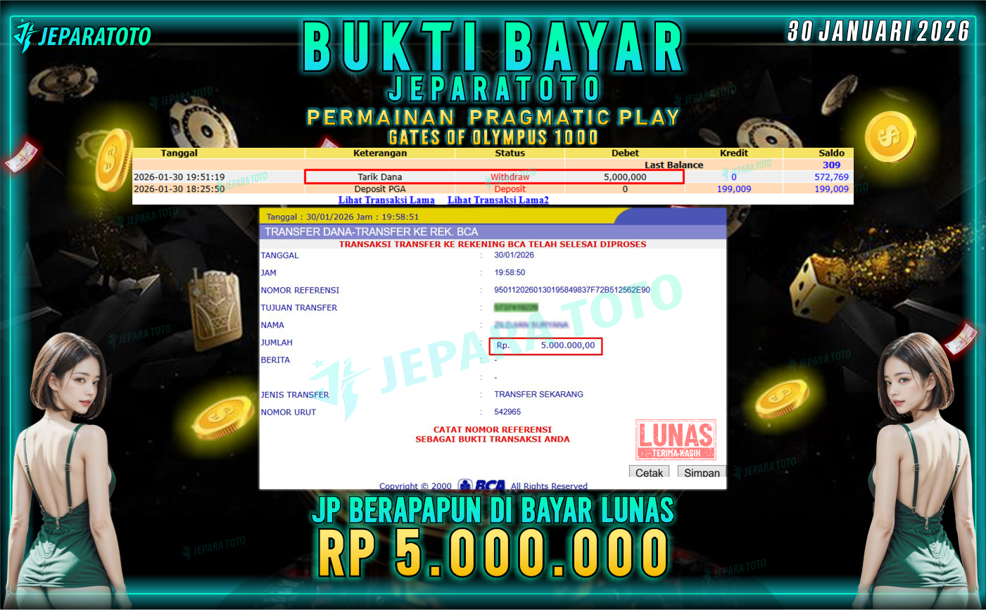 BUKTI KEMENANGAN MEMBER JEPARATOTO | GATES OF OLYMPUS 1000