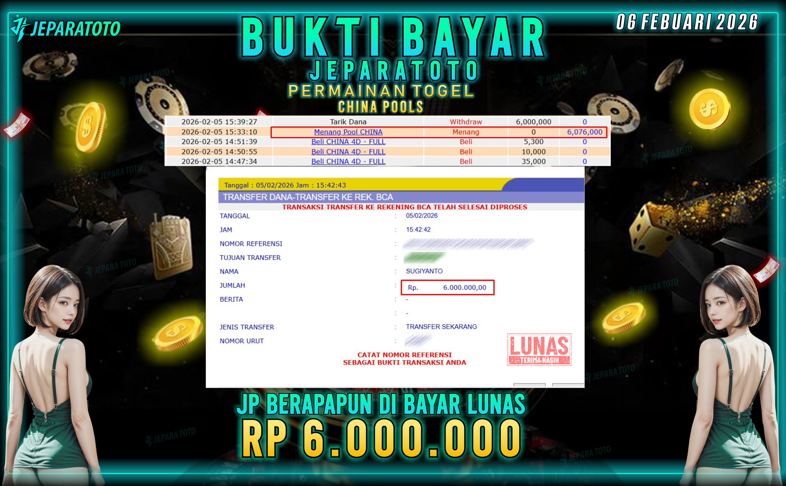 BUKTI KEMENANGAN MEMBER JEPARATOTO | CHINA POLLS