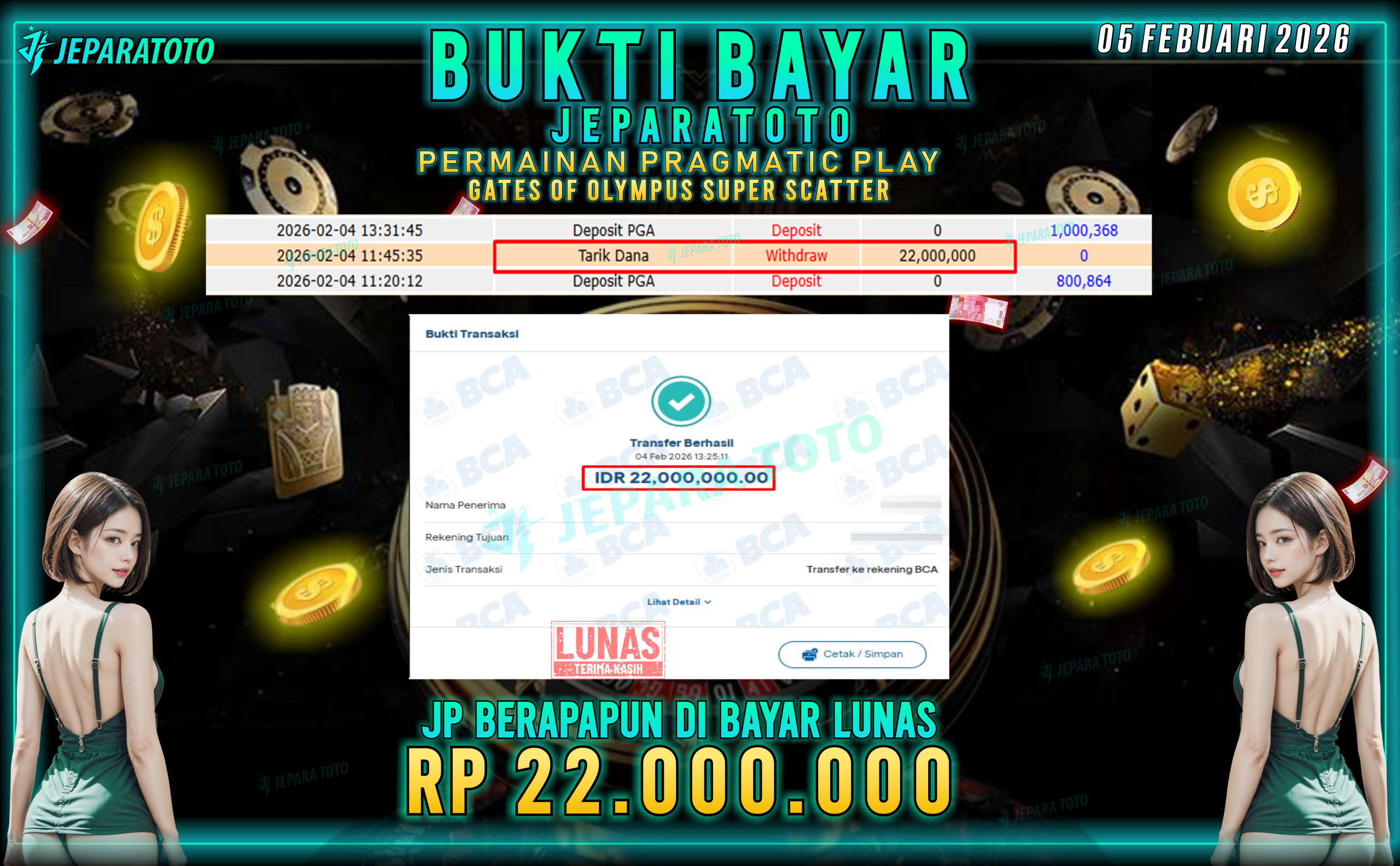 BUKTI KEMENANGAN MEMBER JEPARATOTO | GATES OF OLYMPUS SUPER SCATTER