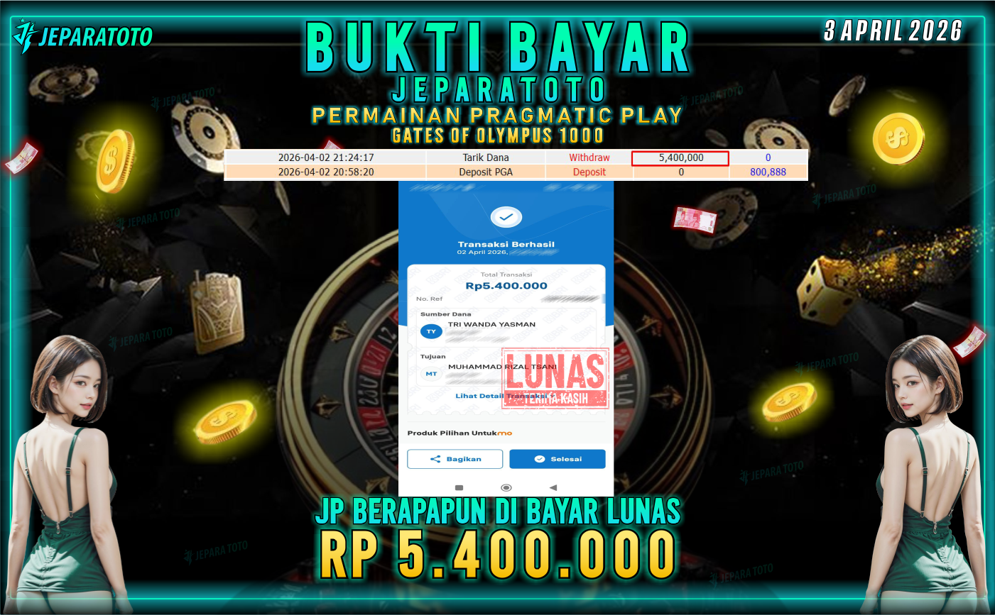 BUKTI KEMENANGAN MEMBER JEPARATOTO I GATES OF OLUMPUS 1000