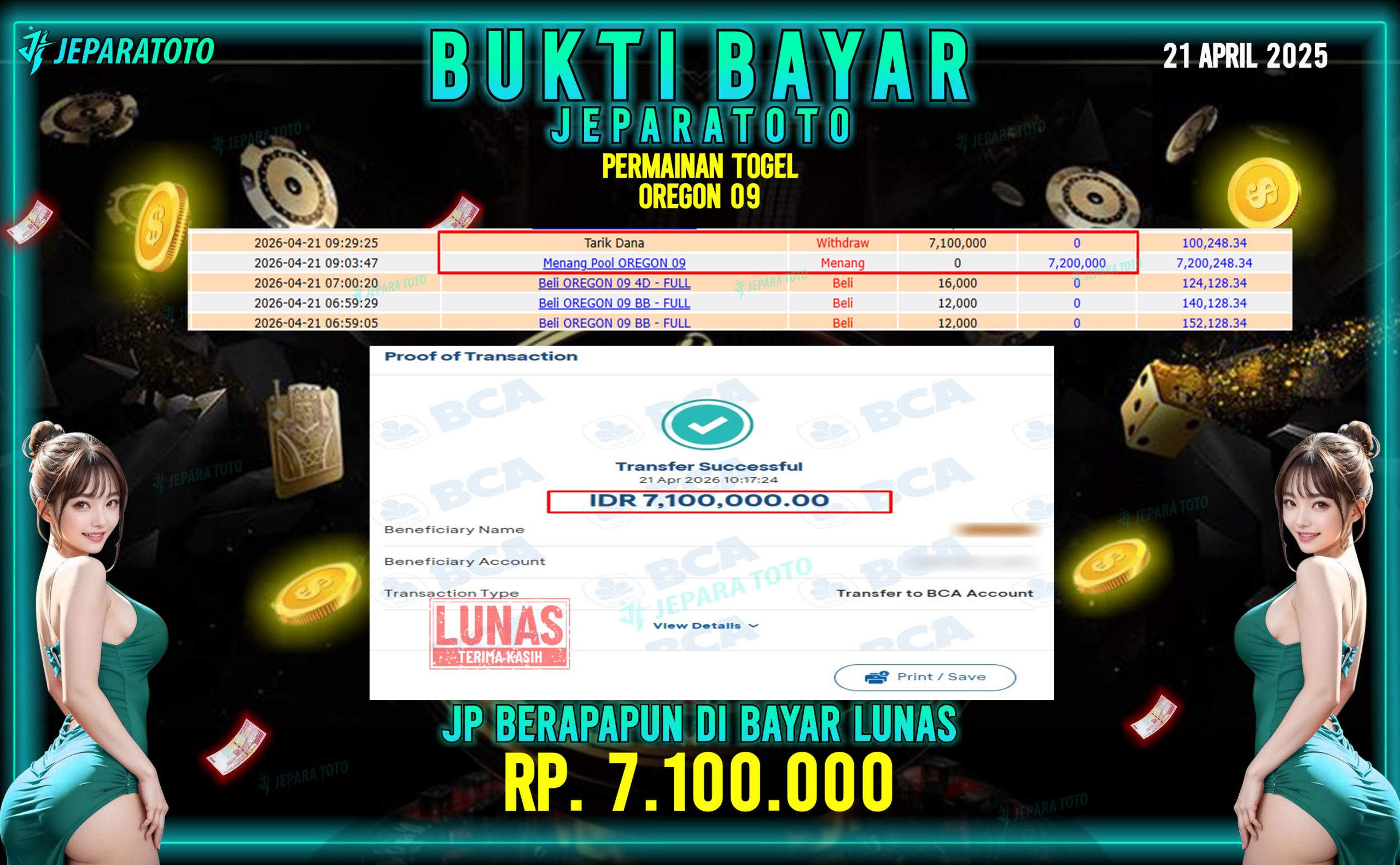 BUKTI KEMENANGAN MEMBER JEPARATOTO I TOGEL OREGON 09