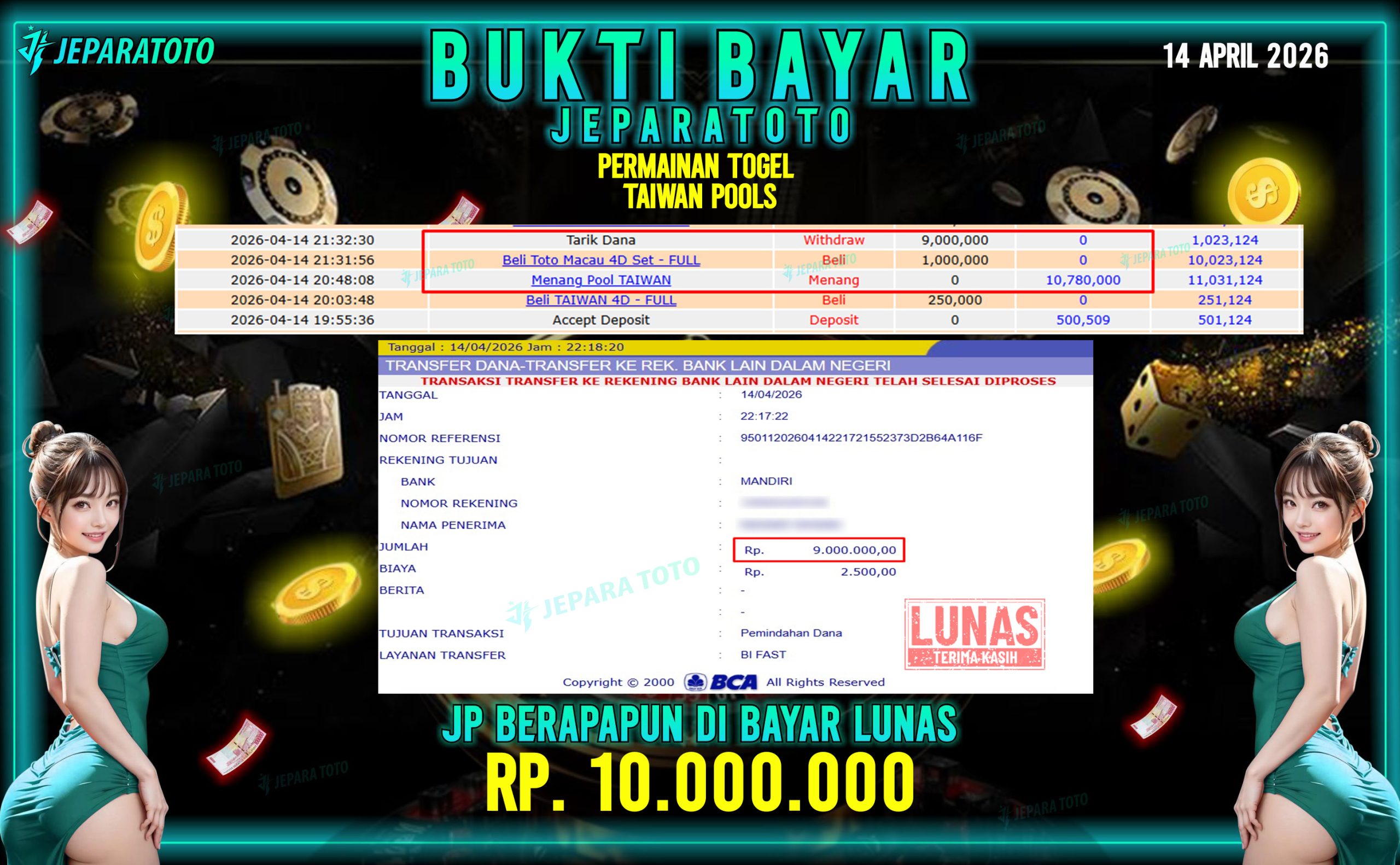 BUKTI KEMENANGAN MEMBER JEPARATOTO I TOGEL TAIWAN POOLS