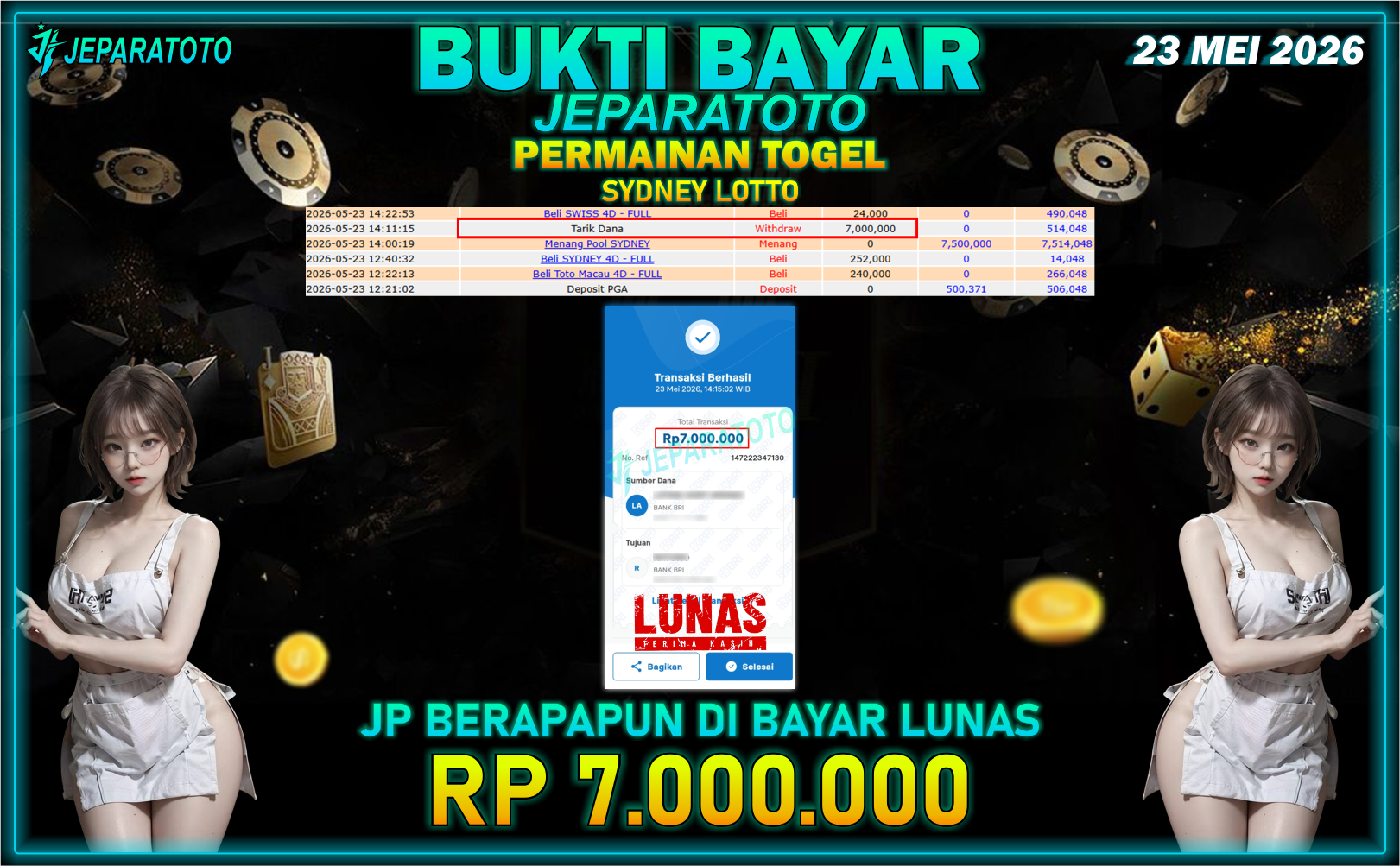 BUKTI KEMENANGAN MEMBER JEPARATOTO I SYDNEY LOTTO