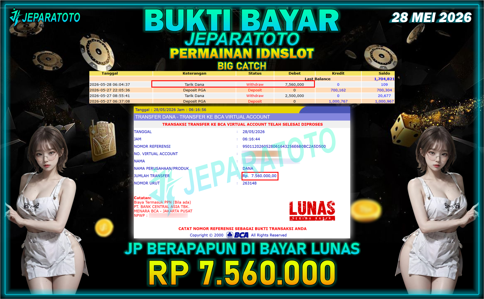 BUKTI KEMENANGAN MEMBER JEPARATOTO I BIG CATCH