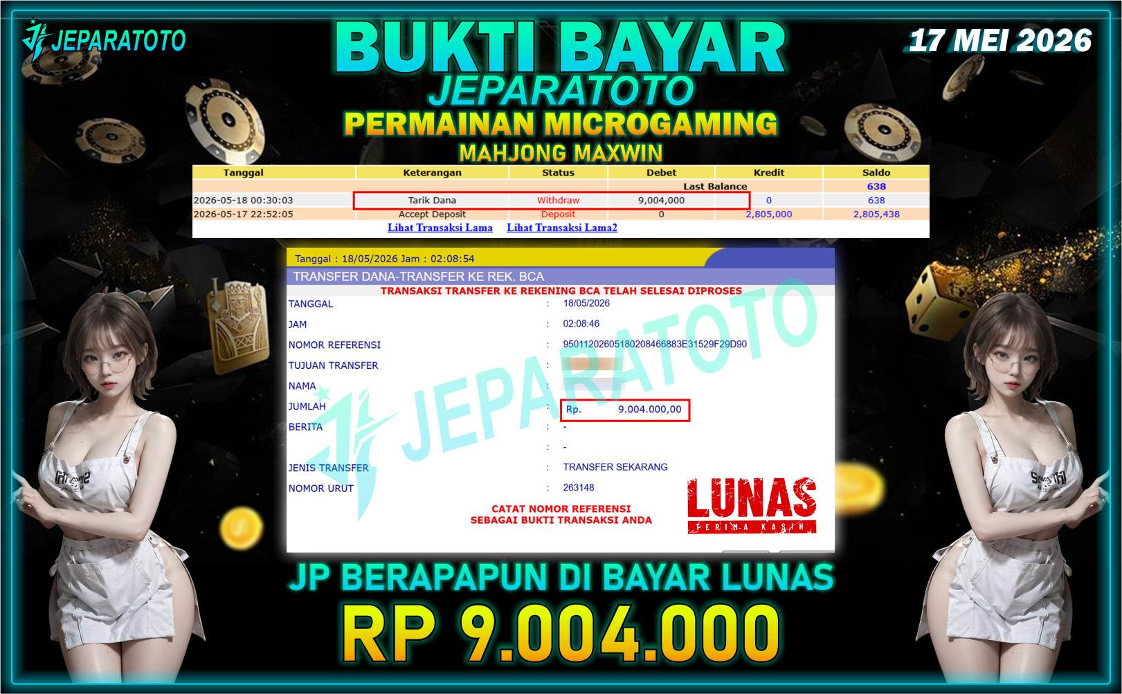 BUKTI KEMENANGAN MEMBER JEPARATOTO I MAHJONG MAXWIN