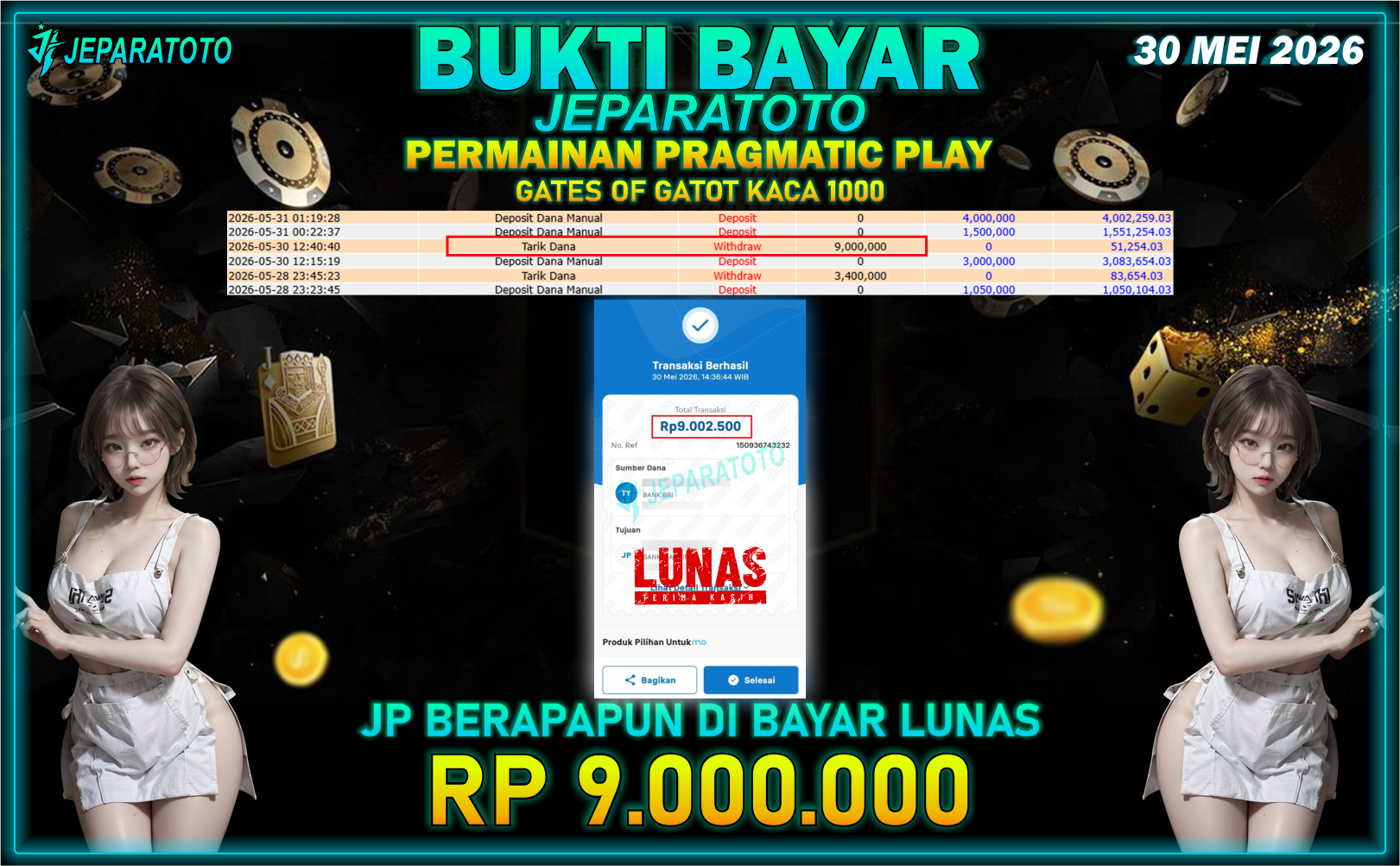 BUKTI KEMENANGAN MEMBER JEPARATOTO I GATES OF GATOT KACA 1000