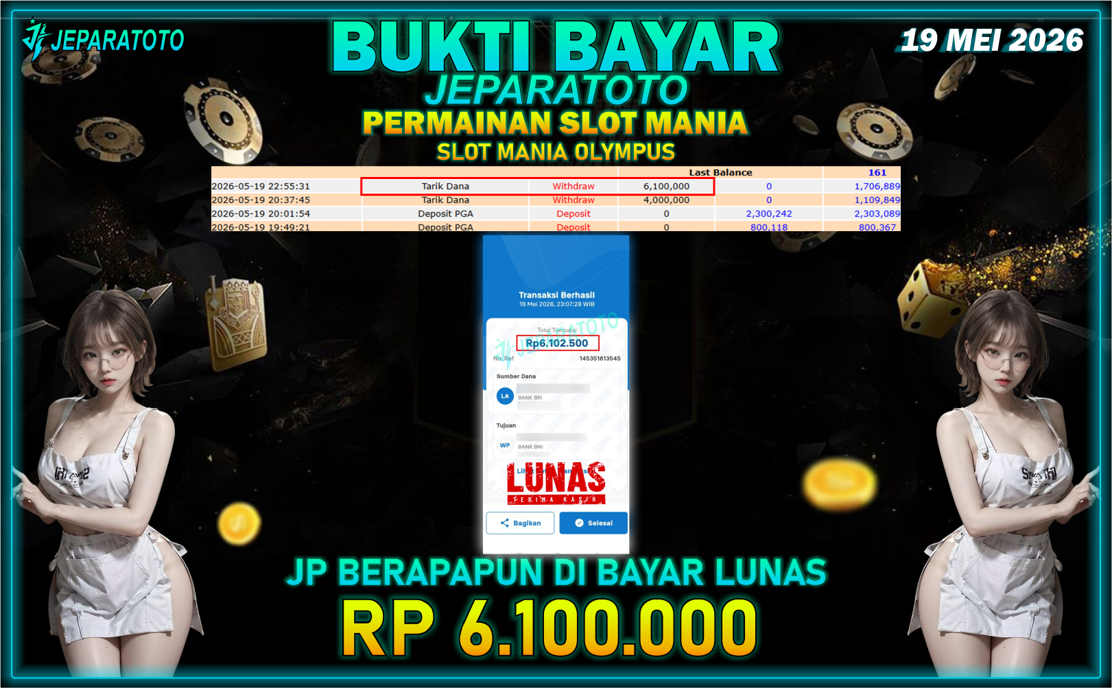 BUKTI KEMENANGAN MEMBER JEPARATOTO I SLOT MANIA OLYMPUS
