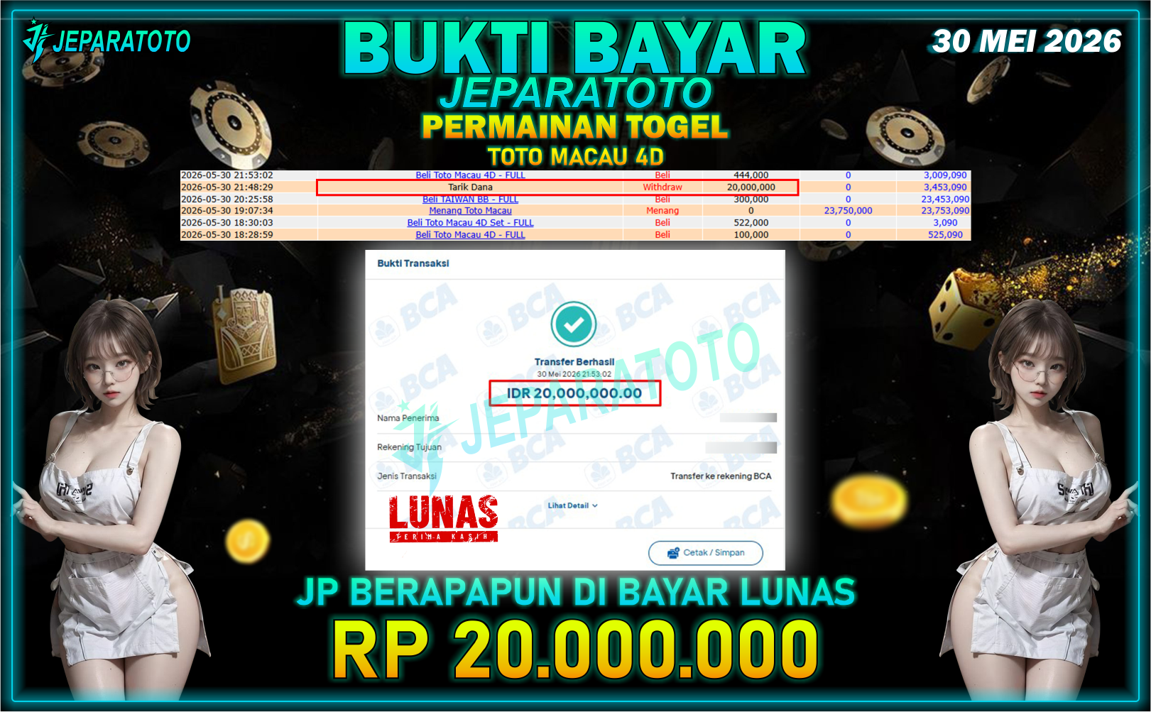 BUKTI KEMENANGAN MEMBER JEPARATOTO I TOTO MACAU 4D