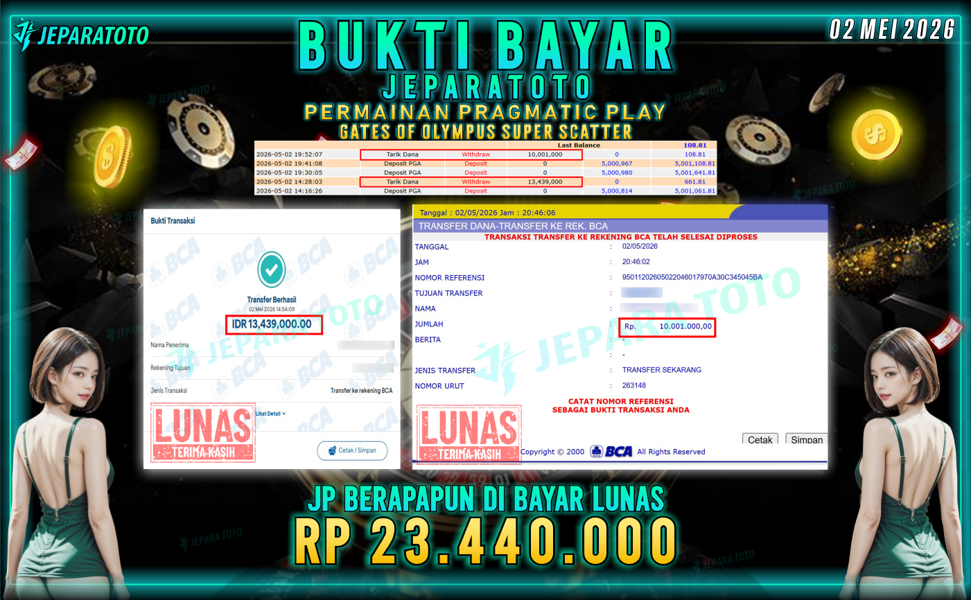 BUKTI KEMENANGAN MEMBER JEPARATOTO I GATES OF OLYMPUS SUPER SCATTER