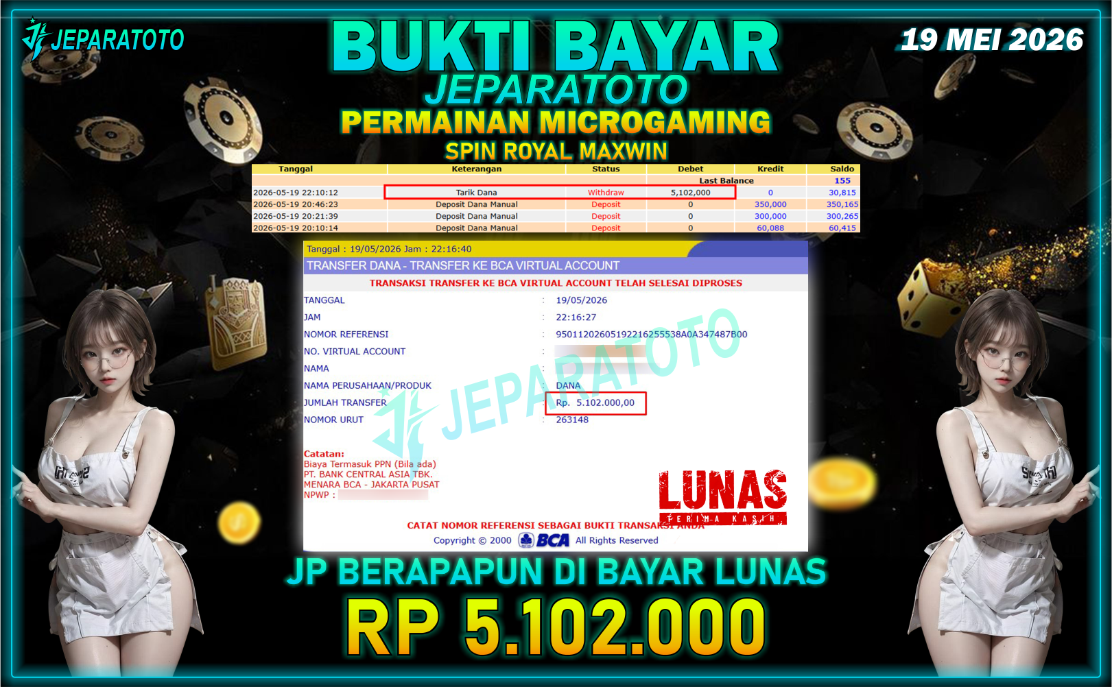 BUKTI KEMENANGAN MEMBER JEPARATOTO I SPIN ROYAL MAXWIN