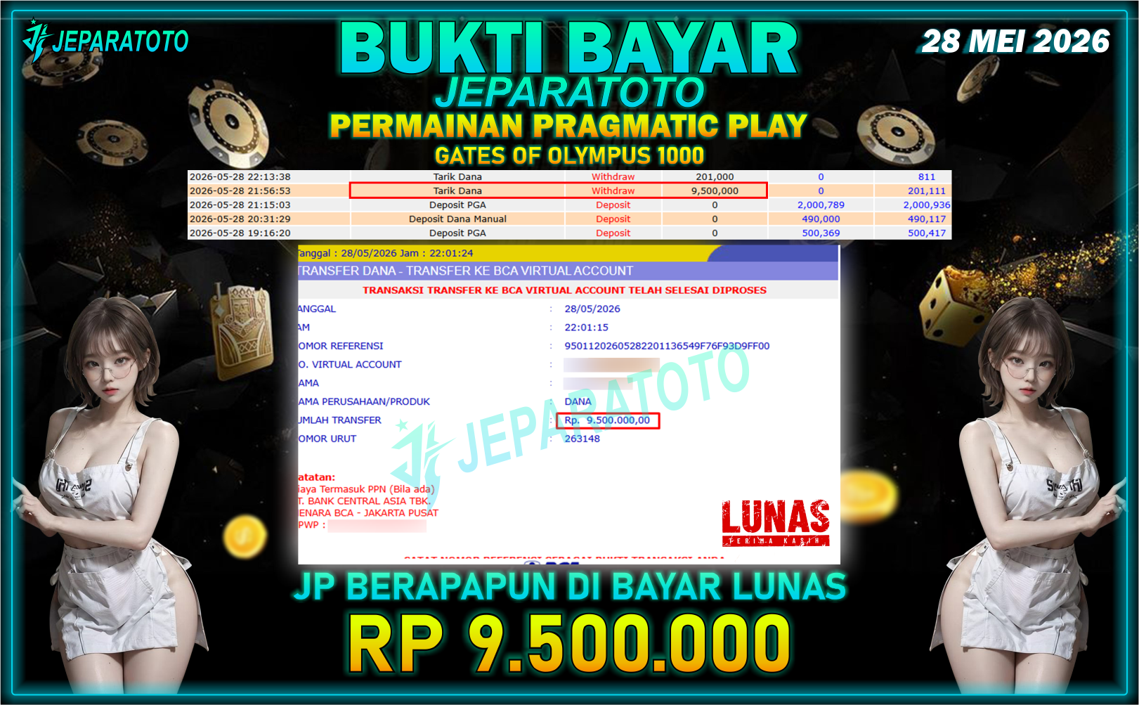 BUKTI KEMENANGAN MEMBER JEPARATOTO I GATES OF OLYMPUS 1000