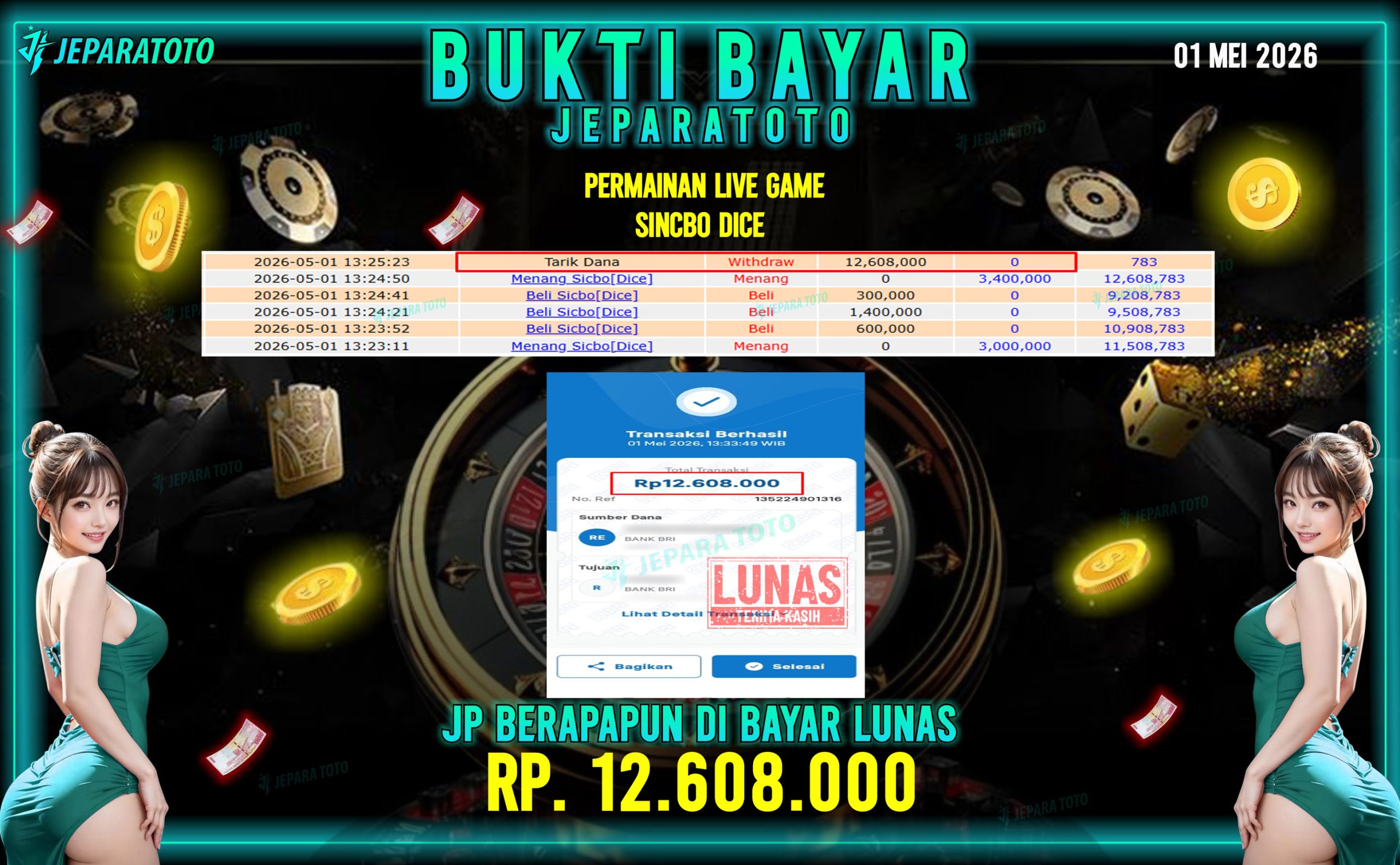 BUKTI KEMENANGAN MEMBER JEPARATOTO I SICBO DICE