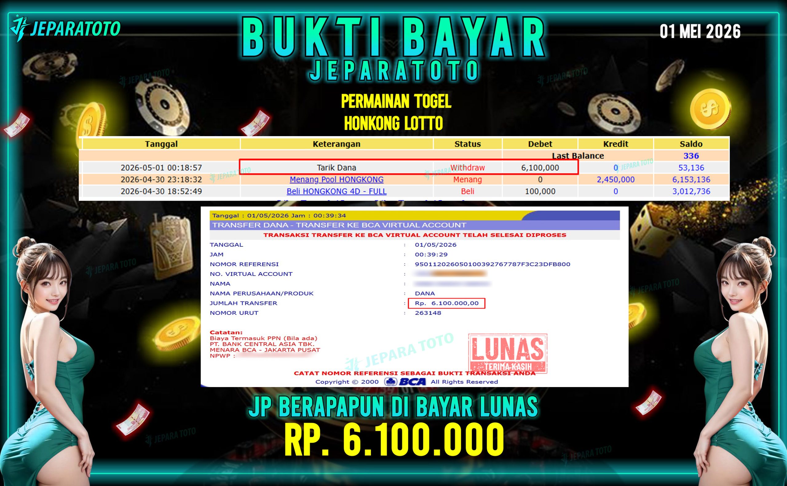 BUKTI KEMENANGAN MEMBER JEPARATOTO I HONGKONG LOTTO