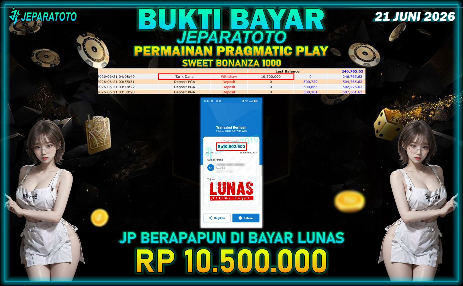 BUKTI KEMENANGAN MEMBER JEPARATOTO I SWEET BONANZA