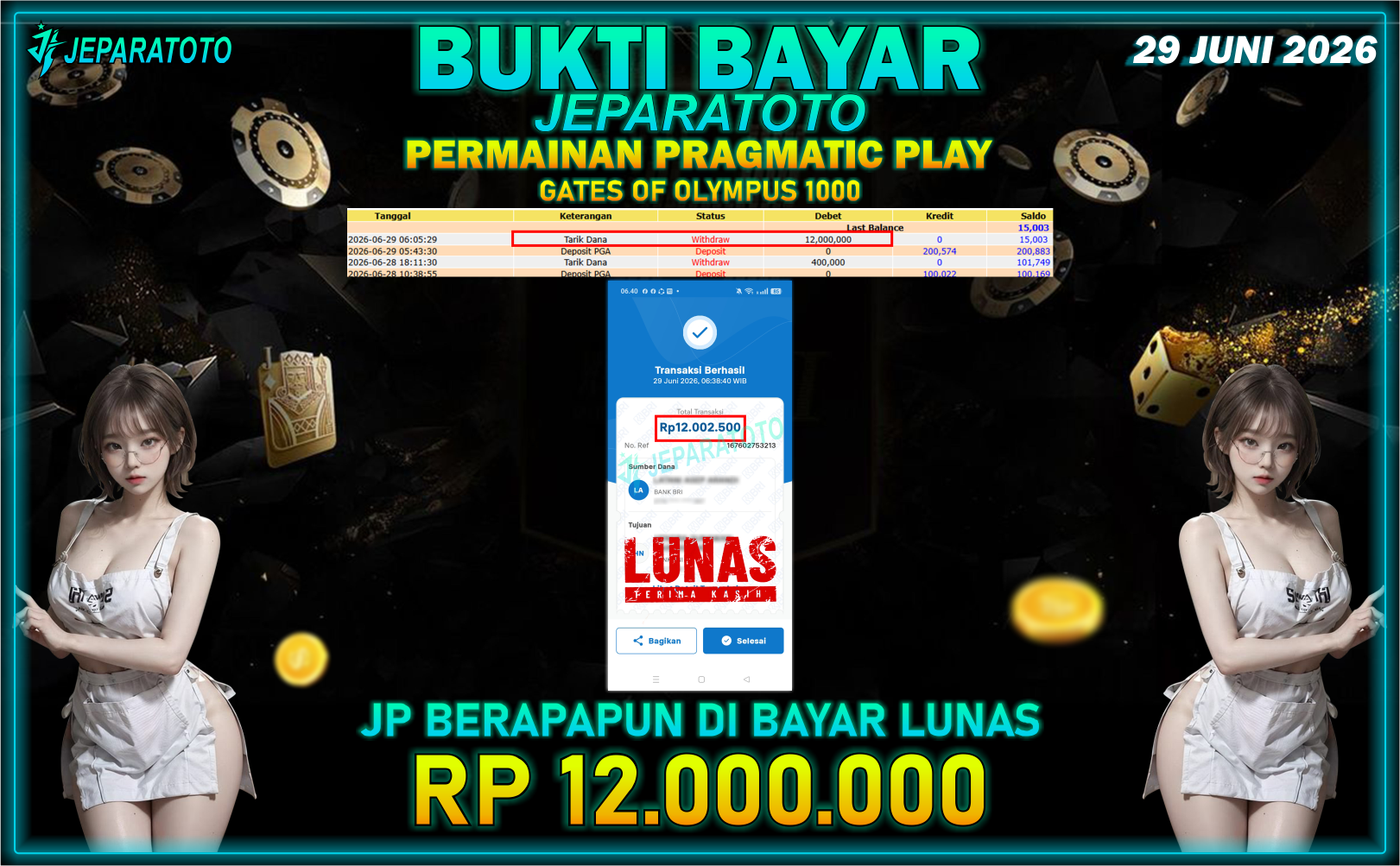 BUKTI KEMENANGAN MEMBER JEPARATOTO I GATES OF OLYMPUS 1000