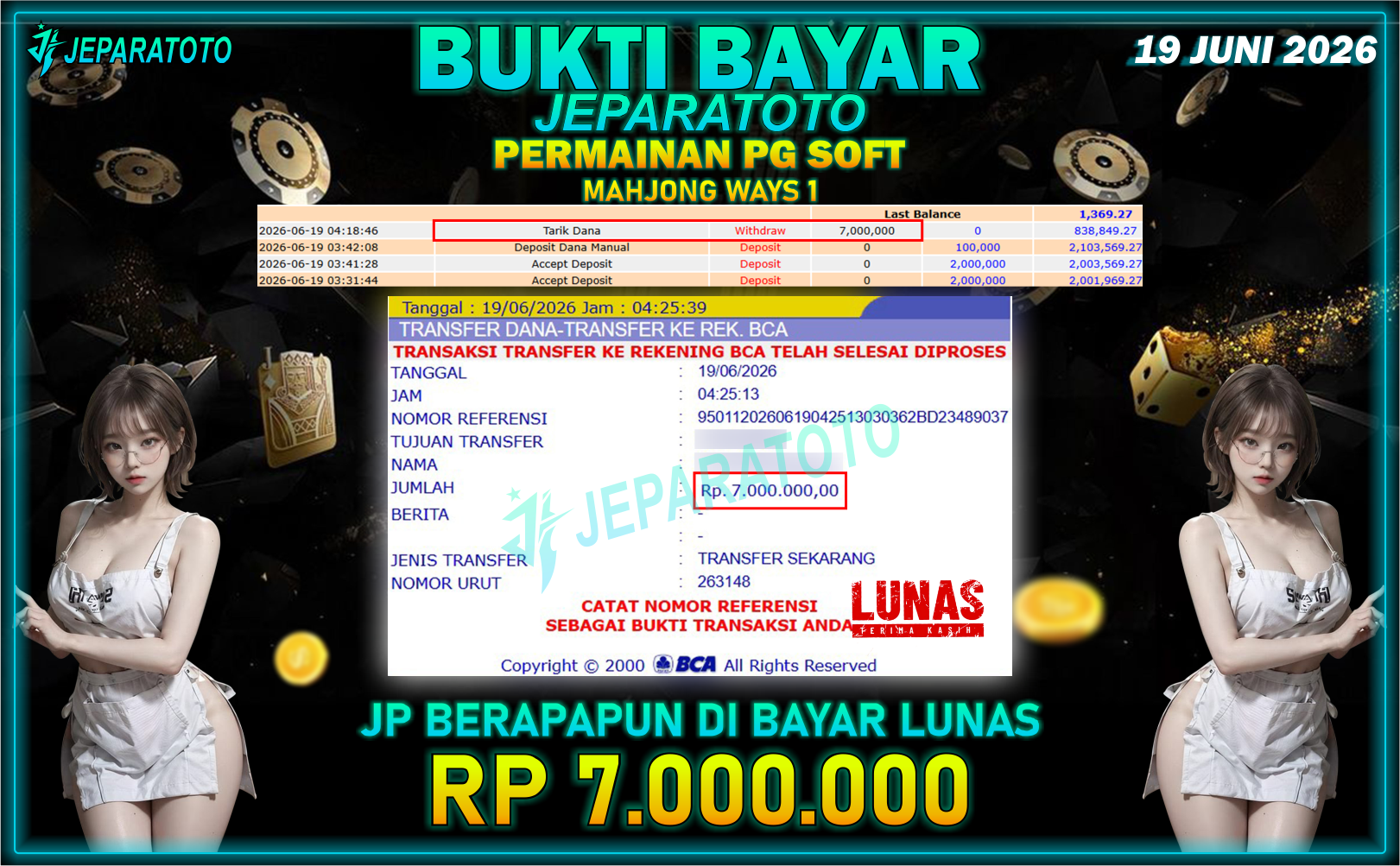 BUKTI KEMENANGAN MEMBER JEPARATOTO I MAHJONG WAYS 1