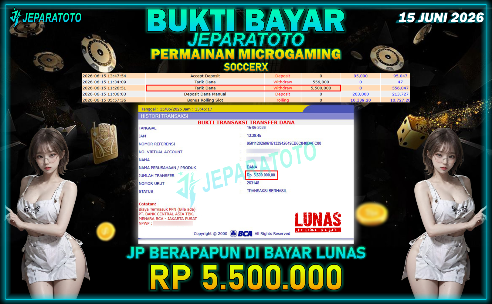 BUKTI KEMENANGAN MEMBER JEPARATOTO I SOCCER X