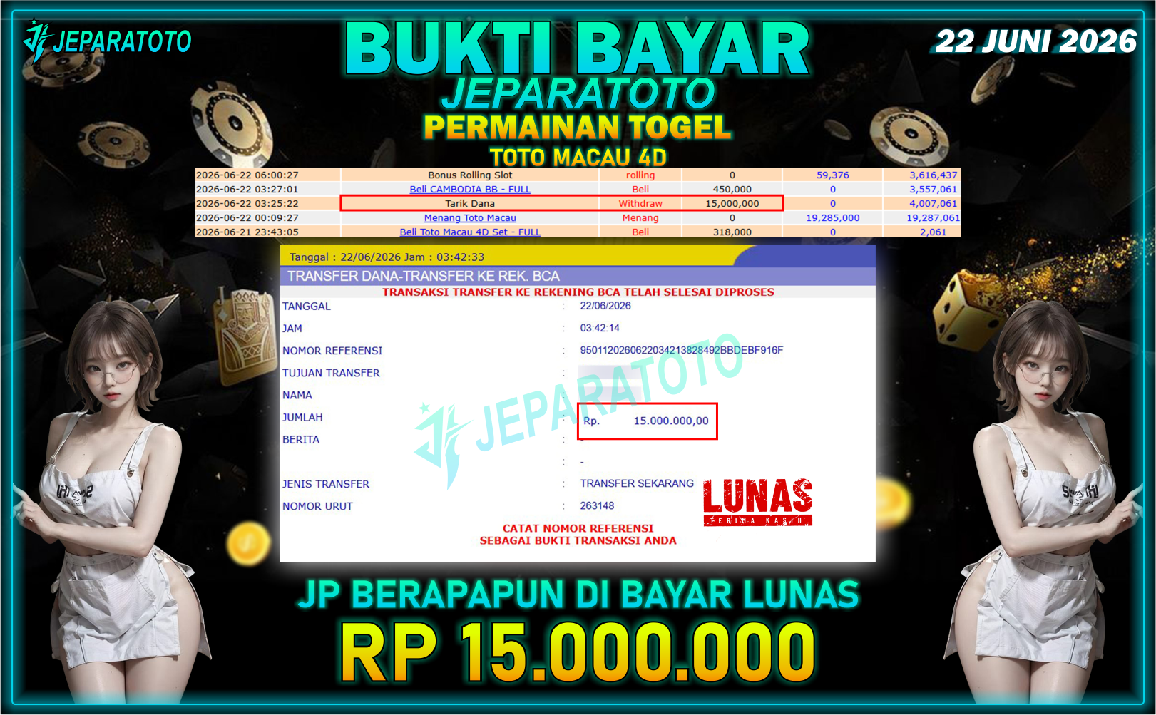 BUKTI KEMENANGAN MEMBER JEPARATOTO I TOTO MACAU 4D