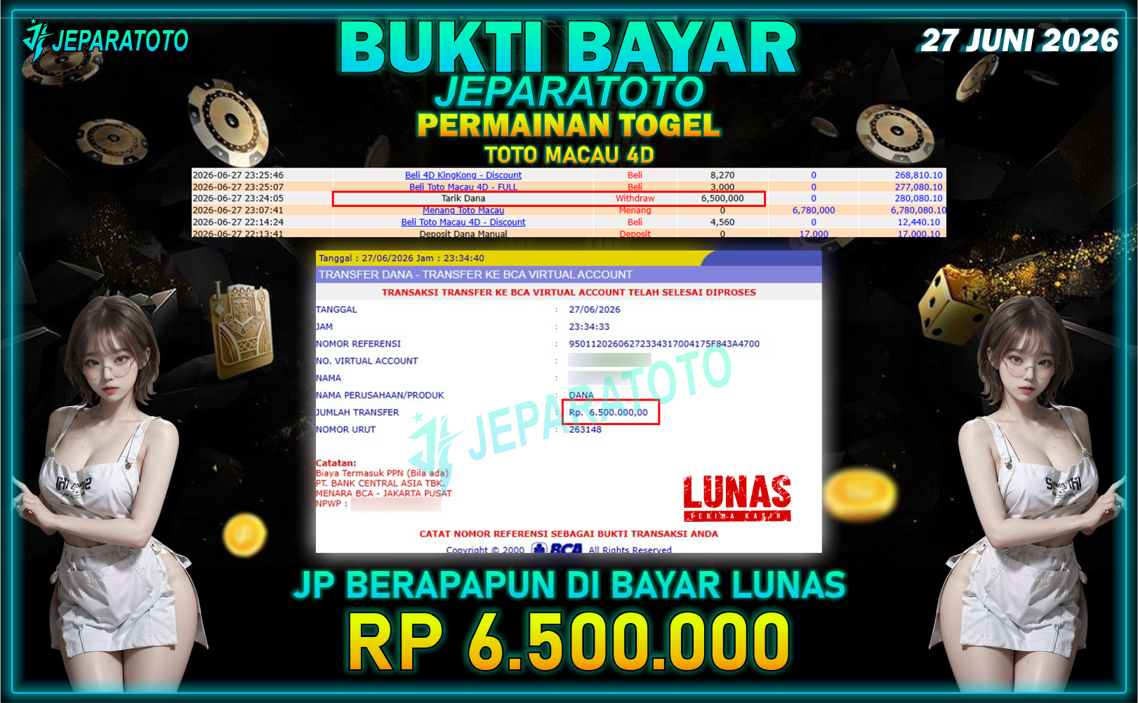 BUKTI KEMENANGAN MEMBER JEPARATOTO I TOTO MACAU 4D