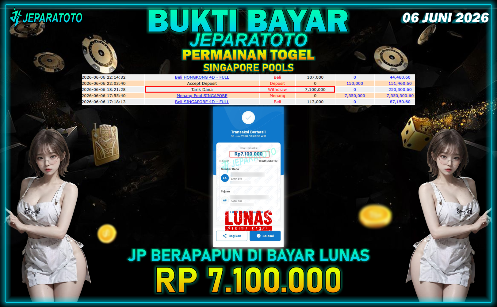 BUKTI KEMENANGAN MEMBER JEPARATOTO I SINGAPORE POOLS