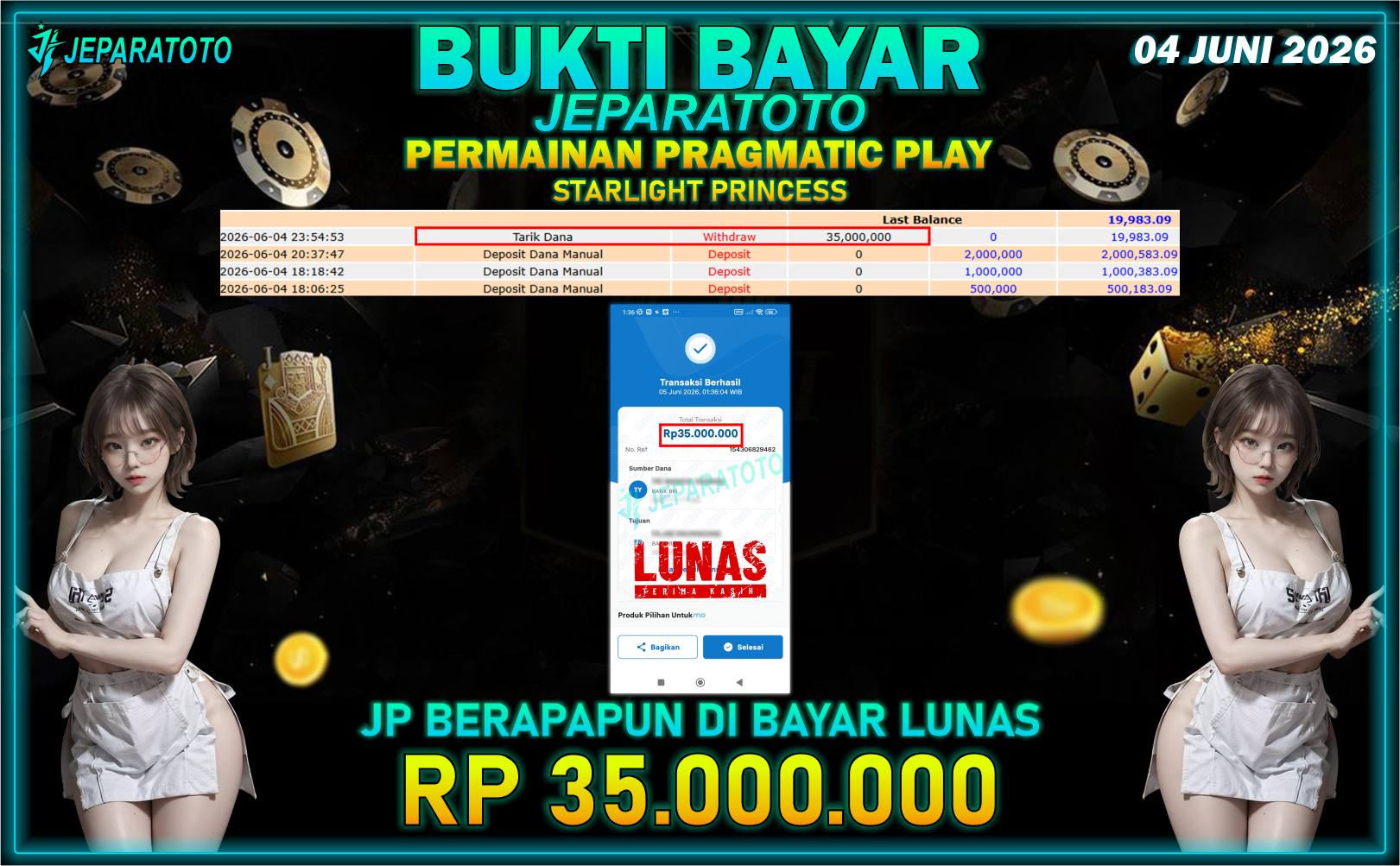 BUKTI KEMENANGAN MEMBER JEPARATOTO I STARLIGHT PRINCESS